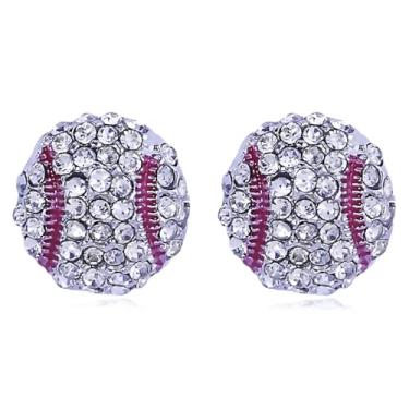 Imagem de Brincos de futebol feminino com strass, basquete, beisebol, futebol, rúgbi, voleibol, hip hop, cristal, brilhante, esportes, brincos, futebol, mãe, dia de jogo, acessórios de joias, Large, Metal, Sem