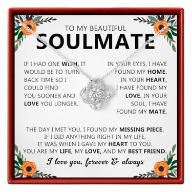 Imagem de Colar de alma gêmea para ela, To My Beautiful Soulmate para mulheres, joia de alma gêmea, presente para esposa, colar romântico para ela no aniversário, aniversário ou Natal para namorada., Aço