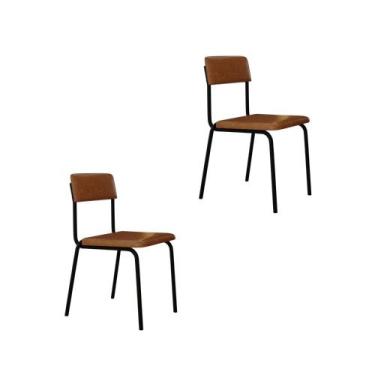 Imagem de Conjunto 2 Cadeiras de Jantar Fit Revestimento Sintético Est.Preta - M