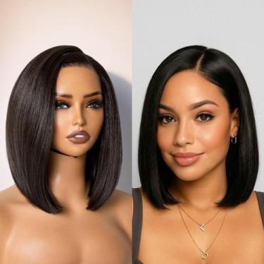 Imagem de Peruca GORGIUS Black Bob Lace Front 30 cm de cabelo sintético