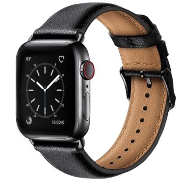 Imagem de SUNFWR Pulseiras de couro compatíveis com Apple Watch SE 3 2 1, séries 11, 10, 9, 8, 7, 6, 5, 4, 3, 2 e 1 de 41 mm, 40 mm, 38 mm e 42 mm (série 11 10, 8, 7, 6, 5, 4, 3, 2 e 1