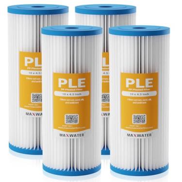 Imagem de Max Water Filtro de água de sedimento plissado de 5 mícrons 10 x 4,5, cartucho de substituição lavável para sistemas BB Whole House de 10 polegadas compatível com R50-BBSA, FXHSC, WFHDC3001, W50PEHD