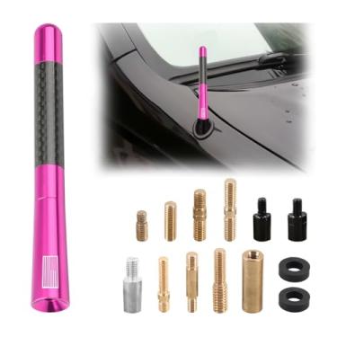 Imagem de BESULEN Antena curta para carro, antena de rádio automática de alumínio com bandeira americana de fibra de carbono de 4,7 polegadas para recepção AM/FM, antena de substituição universal para carro com