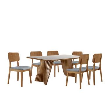 Imagem de Conjunto Sala de Jantar Mesa Itália 160x90cm Tampo Retângular Vidro/MD