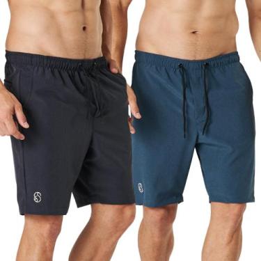 Imagem de Kit 2 Bermudas Casual Melange Microfibra Elastano Slim Fit - Shenus, P