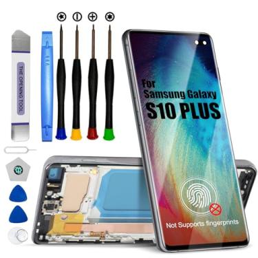 Imagem de Substituição de tela para Samsung S10 Plus com moldura para Samsung Galaxy s10+ Plus Tela de substituição G975f G975u G975w LCD Touch Screen digitalizador Assembléia 16.3 cm Preto