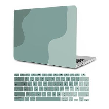 Imagem de Compatível com MacBook Pro 13 polegadas 2021 2020 2019 2018 2017 2016 versão M1 A2338 A2289 A2251 A2159 A1989 A1708 A1706, capa protetora de plástico rígido e teclado Pele, verde dégradé
