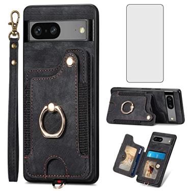 Imagem de Capa de celular para Google Pixel 7 5G capa carteira com protetor de tela de vidro temperado e alça de pulso RFID suporte de cartão de crédito anel acessórios para celular Pixel7 Pixle Seven 6.3