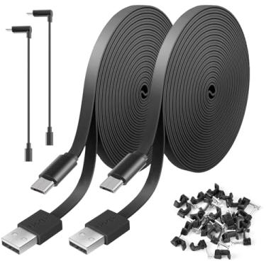 Imagem de Pacote com 2 cabos de extensão de energia de 20FT compatíveis com Wyze Cam V4, Wyze Cam v3, Wyze Cam Pan, WYZE Cam OG, NestCam Indoor, Blink, Amazon Cloud Camera, USB para Micro USB Durável