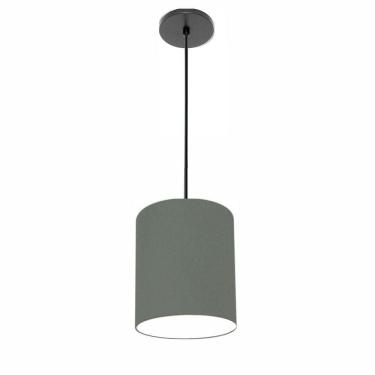 Imagem de Lustre Luminária Pendente Vivare Free Lux Pe-4103pr Cúpula Em Tecido 15x20cm Cinza-escuro Canopla Preta E Fio Preto