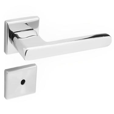 Imagem de Conjunto De Fechadura 454 Em Inox Para Banheiro St255 Roseta 333 De Inox Polido - 43105...