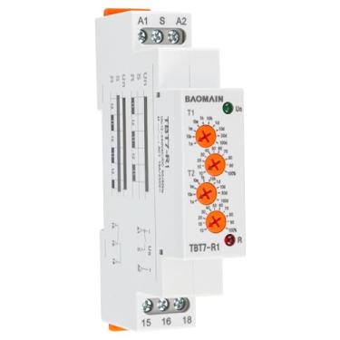 Imagem de Baomain Relé de tempo de ciclador assimétrico, 16A SPDT, relé de tempo de ciclo repetido para ventilação de ambiente, desumidificação cíclica TBT7-R1 (1-SPDT, 12-240VAC/DC)
