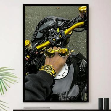 Imagem de Genérico, Quadro Moto Ostentação Piloto Grau Decorativo A4 23x33cm