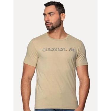 Imagem de Camiseta Guess Masculina Est 1981 Relevo Cáqui Claro-Masculino