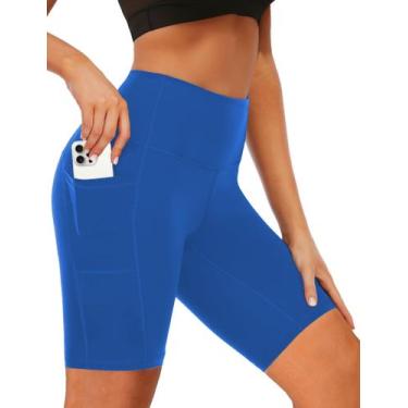 Imagem de Shorts de banho Buauty de cintura alta com bolsos UPF50+ para mulheres