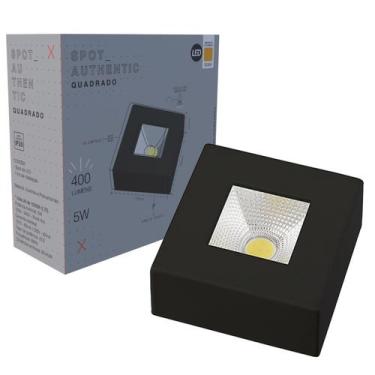 Imagem de Kit 2 Spot Led COB Quadrado Sobrepor 5w Preto Branco Quente 3000K - Av