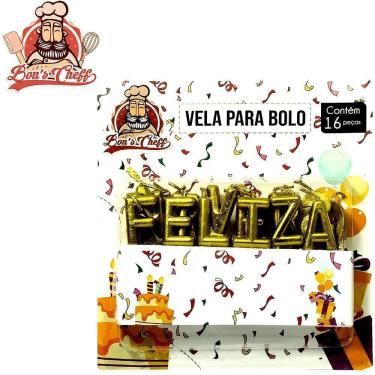 Imagem de Vela De Aniversario Feliz Aniversario Dourada 16 Pecas 7,5Cm