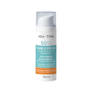 Imagem de Ada Tina Protetor Solar Facial Pure C FPS 50 50ml | Clareador Anti-Idade | com Vitamina C | 12 Horas de Proteção Solar | Anti-Melasma | Reduz Rugas e Linhas Finas | Aumenta a Firmeza e Elasticidade da Pele | Textura Leve e Toque Seco