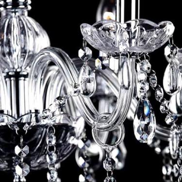 Imagem de Lustre de cristal Raindrop, luminária pendente com altura ajustável, estilo vintage, luminária de teto para cozinha, sala de jantar e sala de estar, cristal K9 transparente, 8 luzes