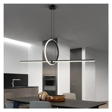 Imagem de Lustre de teto moderno de LED longo preto minimalista decoração mesa sala jantar cozinha casa luzes pendentes lustre luminária