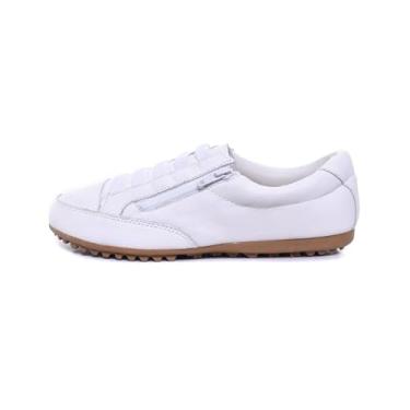 Imagem de Sapatênis Tênis Mocassim Feminino Couro Flay Izabela Araújo - 300 - Branco Tamanho:41;Gênero:Feminino;Cor:Branco