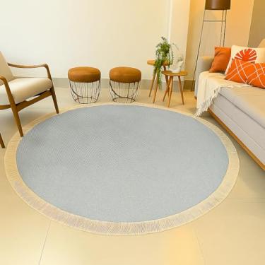 Imagem de Tapete Redondo Dubai Jacquard 200 x 200cm Interior Moderno Antiderrapante Quadrado (Azul Claro Mesclado)