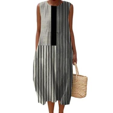 Imagem de Vestido maxi feminino Akivide com estampa floral boho de verão com bol