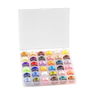 Imagem de Fancyes Conjunto de bobinas pré-enroladas com linha enrolada para máquina de costura e bordado com estojo de armazenamento, suprimentos práticos de costura, Linha de 36 Cores