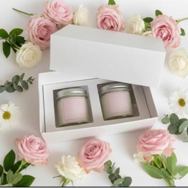 Imagem de Caixas para Kit 02 Mini Velas Pote Geleinha Presentes Embalagens 40ml Branco