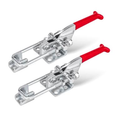 Imagem de POWERTEC 20307-P2 Grampo de botão de trava ajustável para serviço pesado 195,5-317,5 kg, capacidade de retenção, pacote com 2