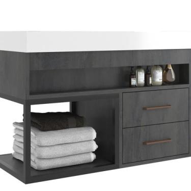 Imagem de Gabinete para Banheiro 2 Gavetas Suspenso New 80 - Belizze