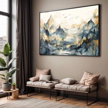 Imagem de Quadro com Moldura e Acrilico Cristal Vidro Sala Quarto Paisagem Abstr