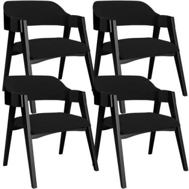 Imagem de Kit 4 Cadeiras Sala De Jantar Estar Living Estofada Suran L02 Preto Su