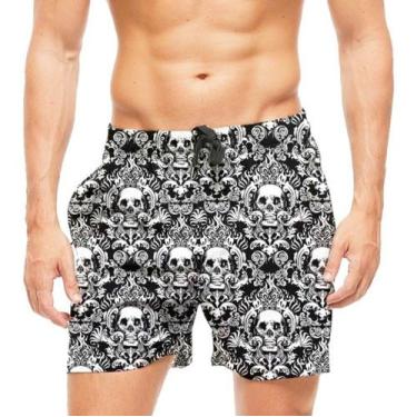 Imagem de Short Praia Shorts Banho Mauricinho Caveira Full Print 292 - smoke, Pr