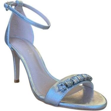 Imagem de Sandália Salto Fino Alto Metalizado Pedrarias Tendência Moda 2237.71483 Lia Line-Feminino
