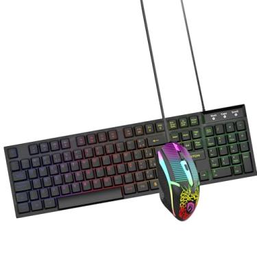 Imagem de H'MASTON Teclado e Mouse Gamer Kit Gamer com Fio USB Teclado Iluminado Rgb Mouse Dpi Ajuste Ergonomico com Table Pc Notebook