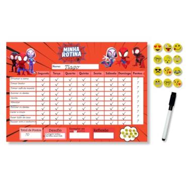 Imagem de Quadro de Incentivo Infantil Magnético Tema Herói Vermelho – Rotina Educativa Opfy A4