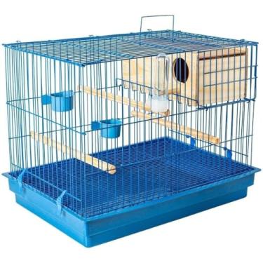 Imagem de Gaiola COMPLETA Criadeira Para Aves Calopsita Com Ninho MDF Resistente Durável(Azul/Azul,Com Ninho)