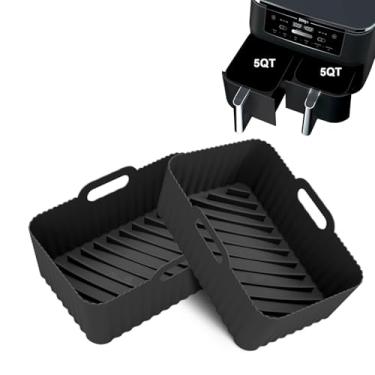 Imagem de PANDAAR Forro de silicone para fritadeira a ar – pacote com 2, forros reutilizáveis para Ninja Foodi Max Dual Zone AF400EU AF300EU 9,5L Double Stack XL SL400EU
