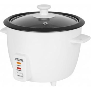 Imagem de Panela de Arroz Elétrica 1,3L 220V – 400W de Potência, Tampa de Vidro com Saída de Vapor, Função Aquecimento e Revestimento Antiaderente – Branca