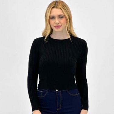 Imagem de Blusa de Lã Blue Rose Canelada Manga Longa Feminina-Feminino