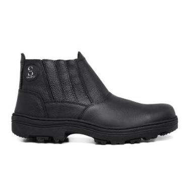 Imagem de Bota Masculina Segurança Trabalho Couro Legitimo CA 49757 Preta Cano Curto Bico PVC Sola Blaqueada-Masculino