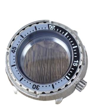 Imagem de FEIYASHI Modificação de aço inoxidável 47 mm caixa de relógio Abalone vidro cristal safira para movimento NH35/NH36 NH38 4R36, Anel Capítulo Preto Escuro 1, Glass bottom cover, Caixa de relógio de