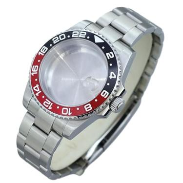 Imagem de FEIYASHI Caixa de relógio de inserção de bisel de cerâmica de duas cores GMT de mergulho Vidro de cristal de safira para NH35 34 36 Miyota8215 2824 Movimento Mostrador de 28,5 mm, Tampa inferior