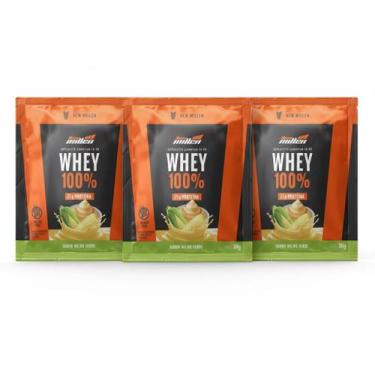 Imagem de Kit 3 whey protein 100% 21g proteina milho verde sache - NEW MILLEN