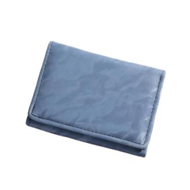 Imagem de Carteira feminina, carteira pequena de três dobras para mulheres, porta-moedas compacta com porta-cartões de crédito com botão de pressão para uso em laticínios, Azul, Casual