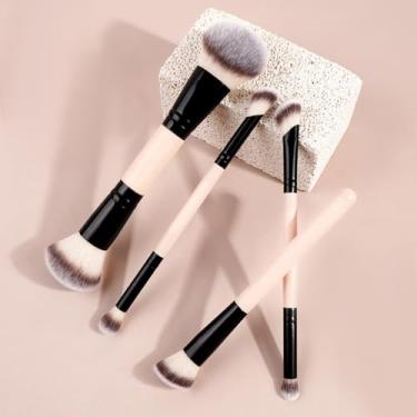 Imagem de Pincéis de maquiagem macios de 4 peças para blush e contorno para maquiadores iniciantes (cor preta)