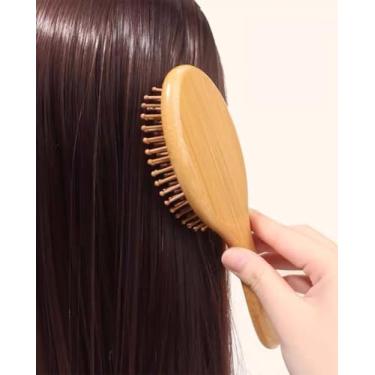 Imagem de Escova de cabelo de madeira profissional para massagem e estilo do couro cabeludo