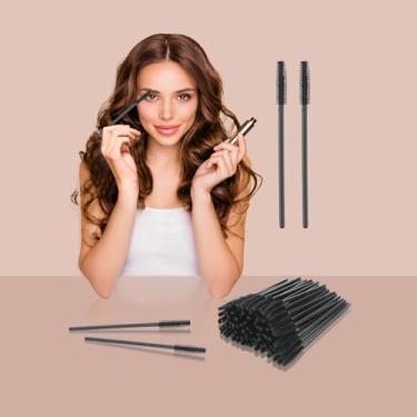 Imagem de 100 pincéis de rímel descartáveis, varinha de rímel de silicone preto, kits de maquiagem de carretéis de silicone macio para cuidados pessoais, extensões de sobrancelha e cílios