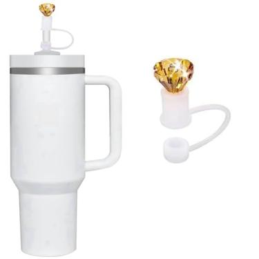 Imagem de Topos de palha de diamante de café para copo Stanley, capas de palha de silicone para copo Stanley 30 e 1,134 g, topo de palha à prova de poeira, capa de canudo reutilizável para acessórios Stanley